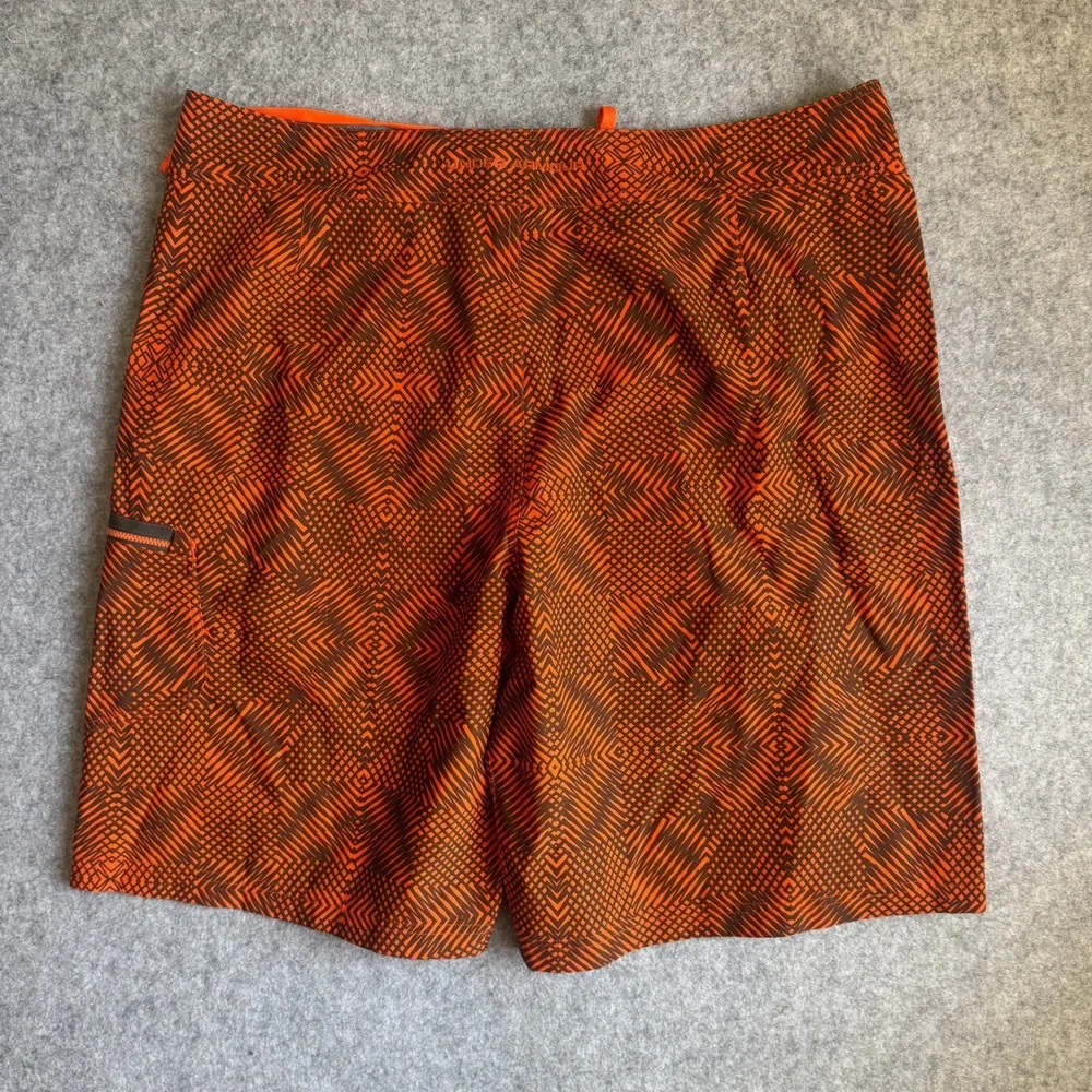 Under Armour Mens 40 Board Shorts Orange Brown Geometric Swim Trunks Pocket UA